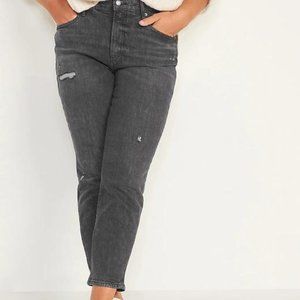 Old Navy High-Waisted O.G. Straight Ripped Black Ankle Jeans for Women New